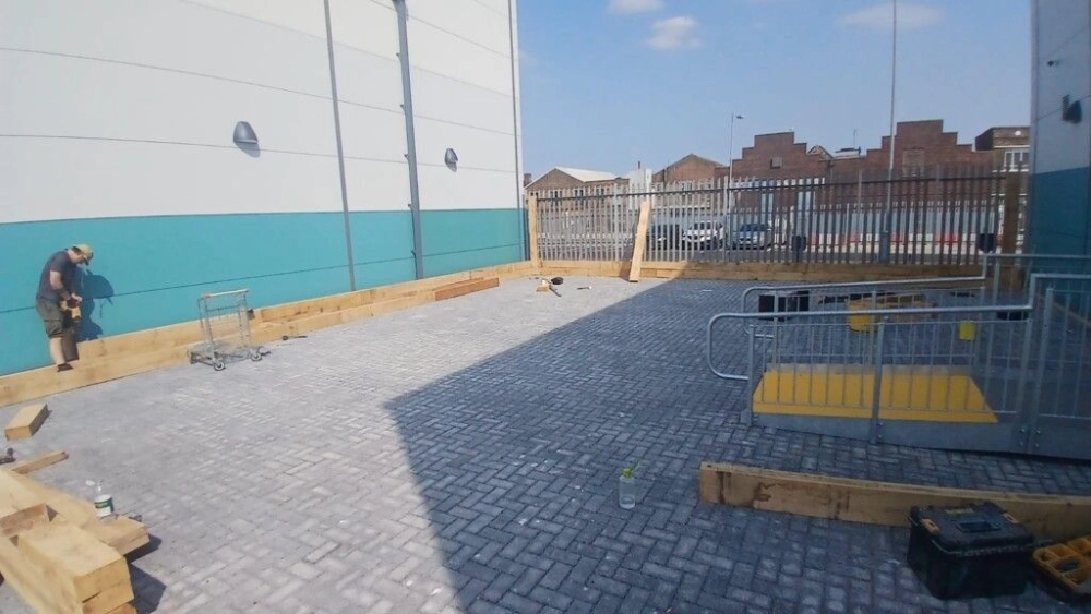 Outdoor space being prepped for plants