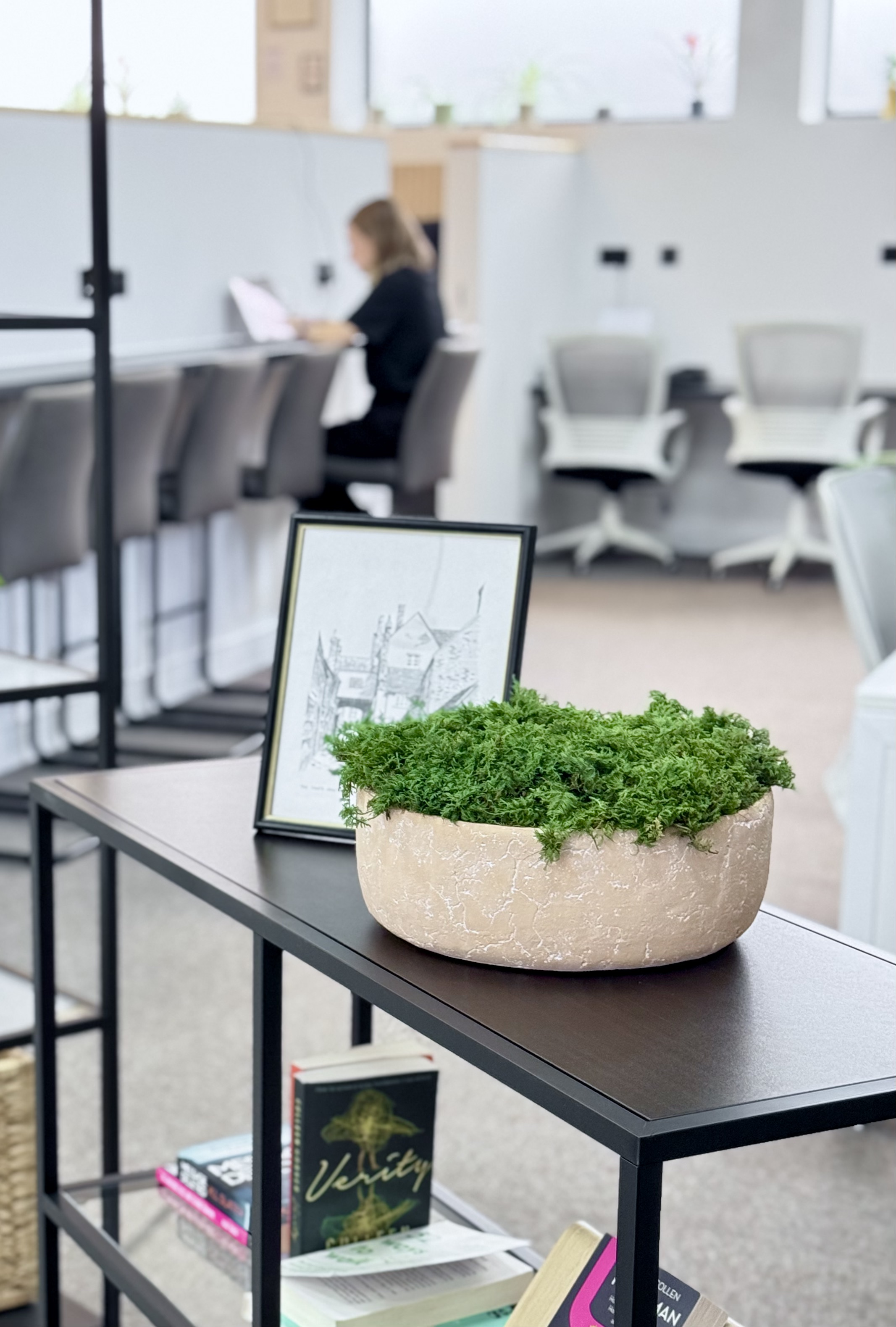 Moss Table from Urban Planters on a table in an office