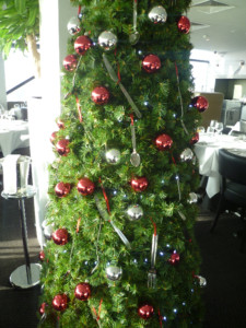 close up of a christmas tree with decorations