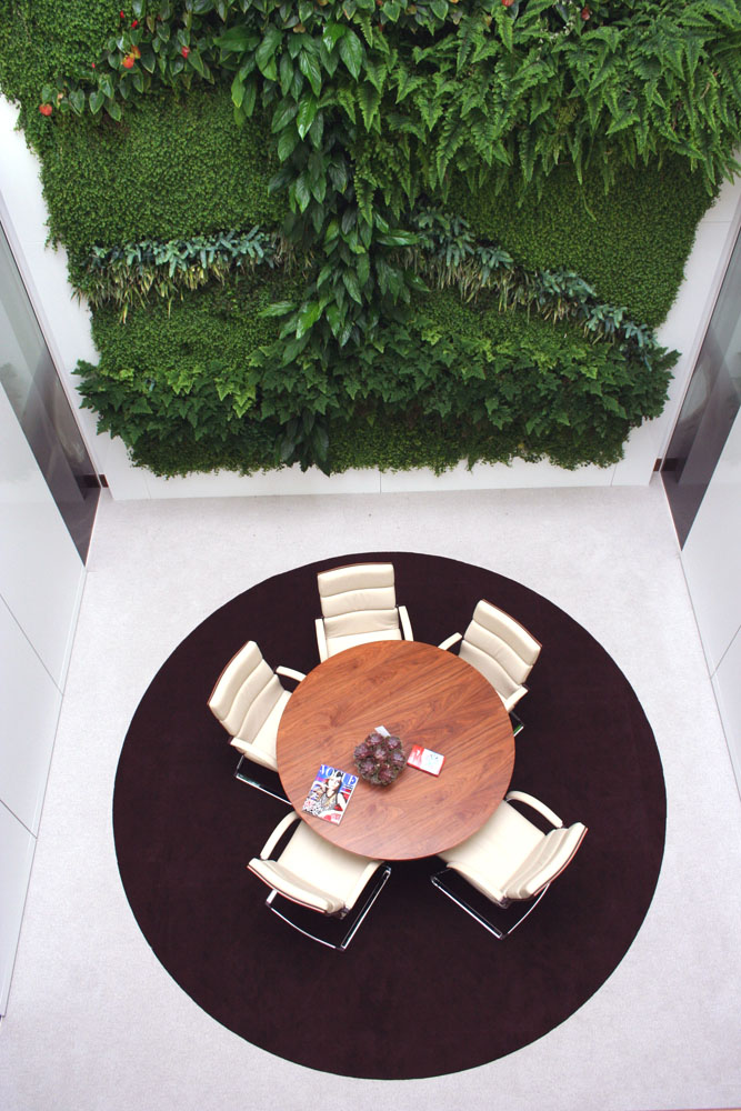 tall plant wall in a formal room