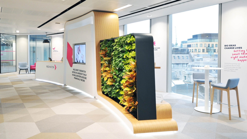 plant wall in reception area