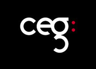 ceg text in white with black background