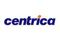 centrica text in blue with white background