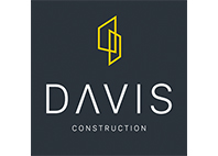 davis construction text with navy blue background