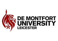 de monfort university leicester text with white background