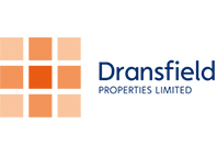 orange blocks with dransfield properties text in white background