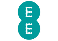 two blue circles with letter e in them with white background