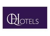 hotels text in blue background