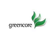 greencore text with green leaves next to it