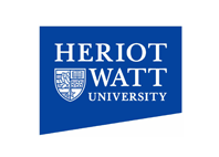 heriot watt university text in blue background