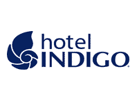 hotel indigo text in white background