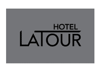 hotel la tour text in dark grey background