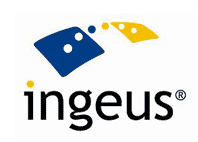 ingeus text with blue and yellow blocks