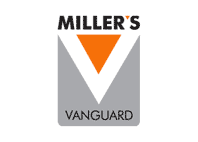 millers vanguard text with gray and orange background