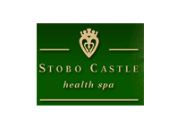 stobo castle health spa text in green background