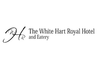 the white hart royal hotel and eatery text with white background