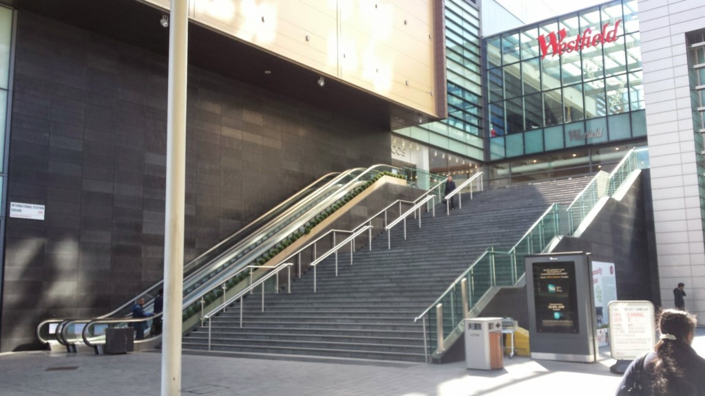 staircases outside a large building