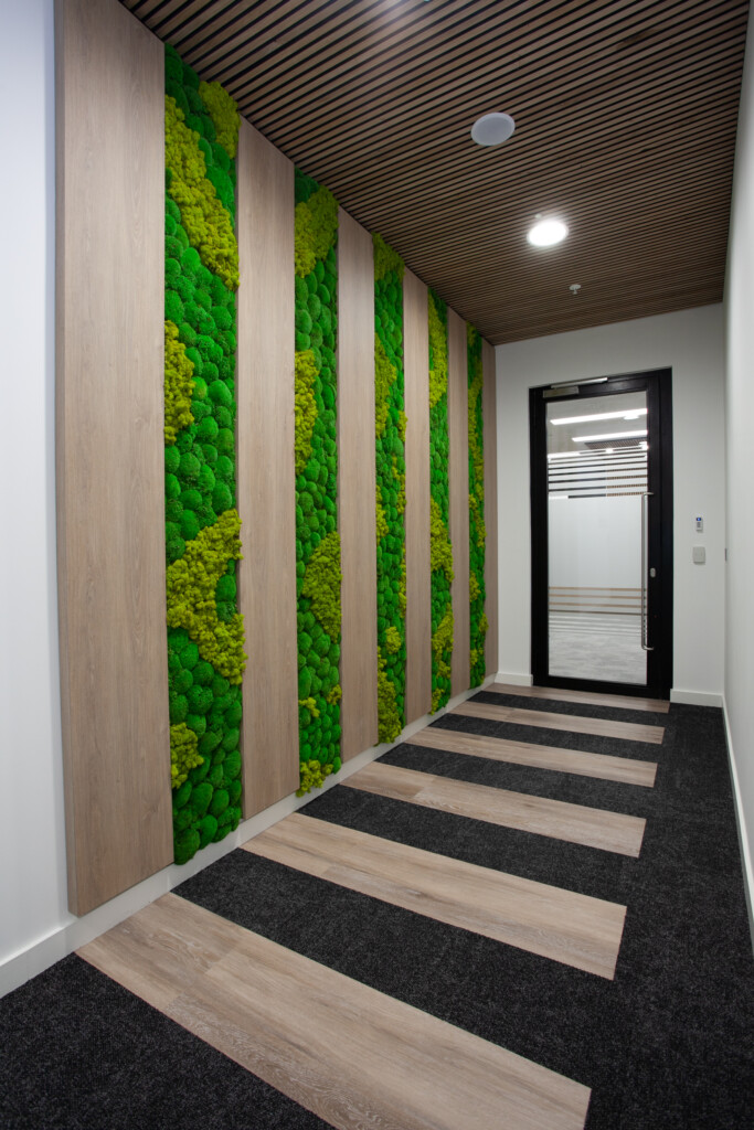 hallway with plant wall design