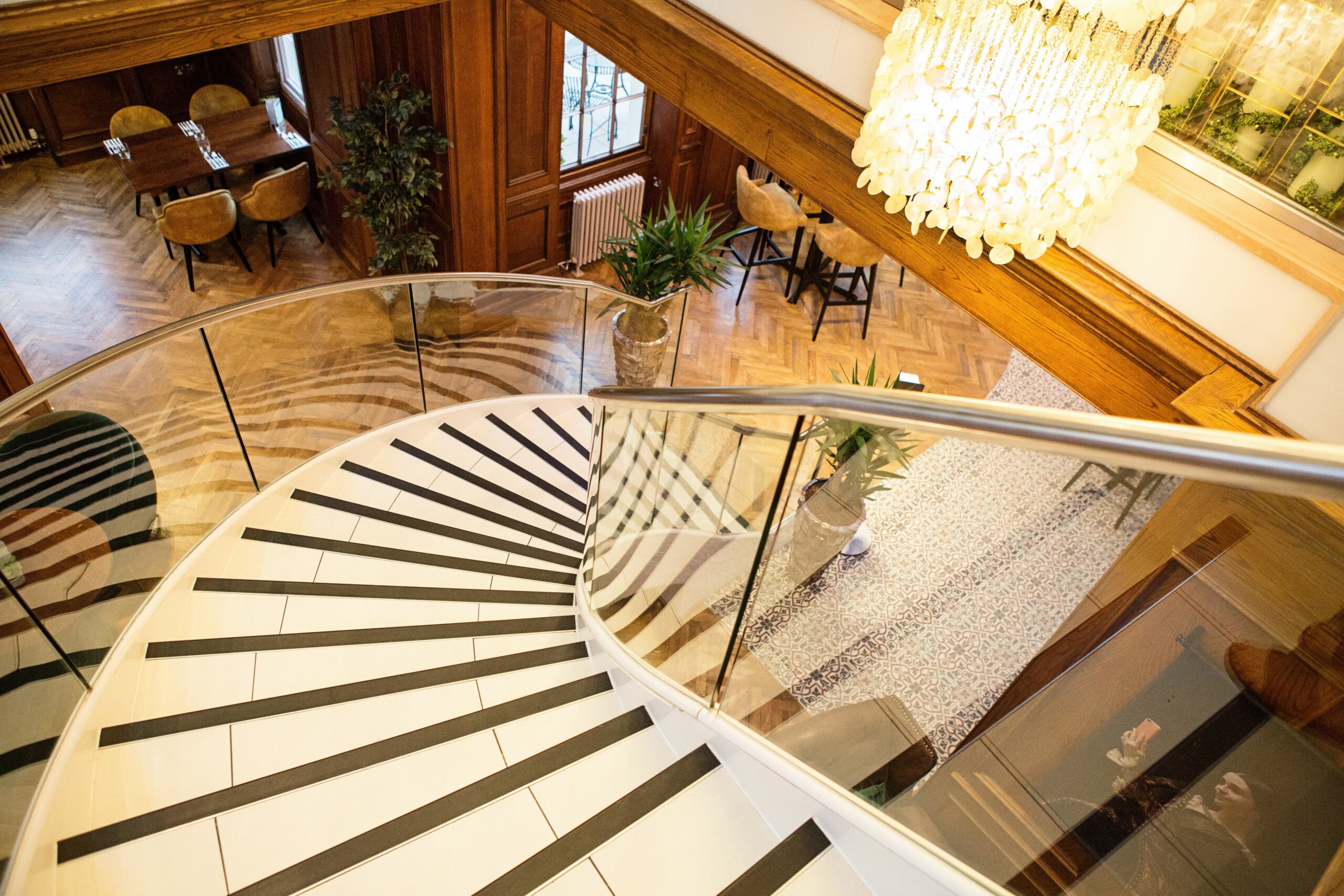 indoor plants displayed down stairs 