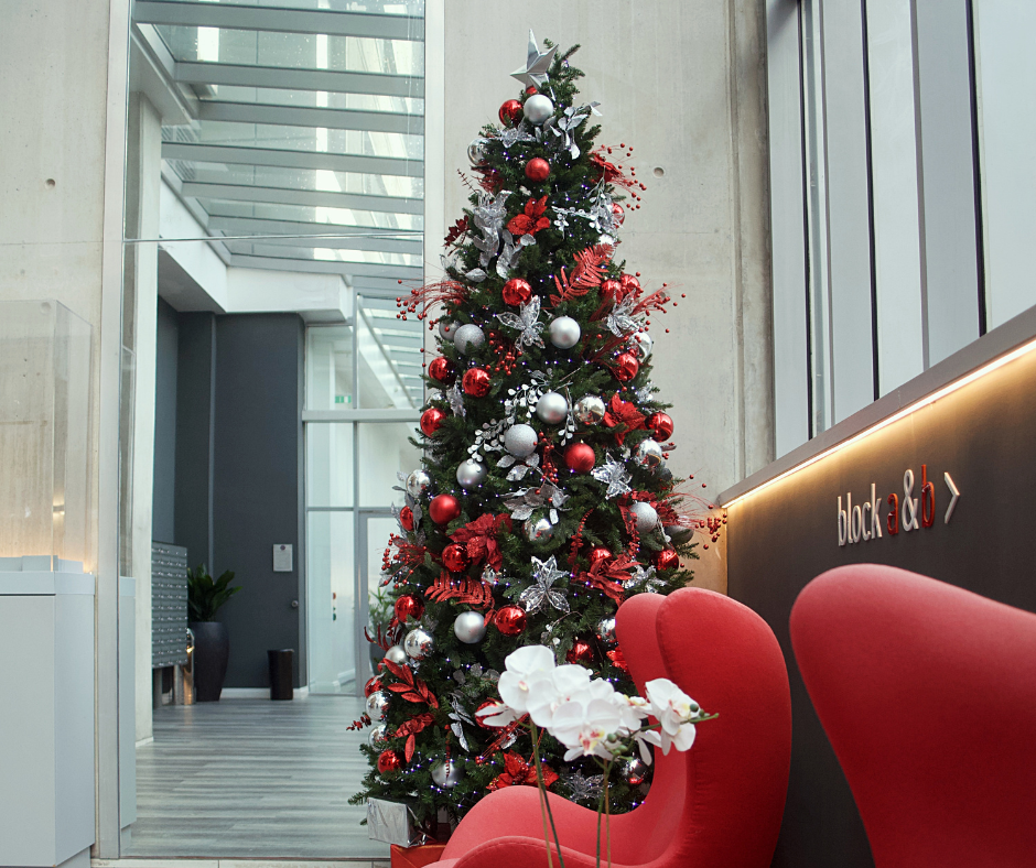 Red and white Christmas tree