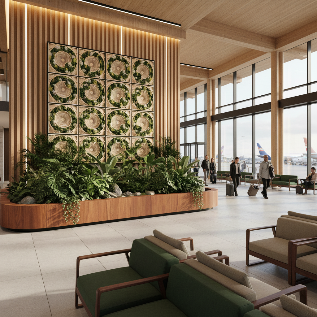 Biophilic Art Display at an airport on the wall